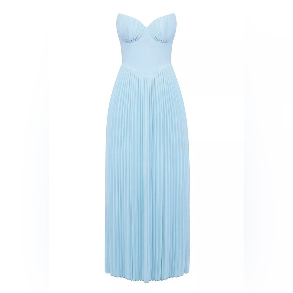 HOUSE OF CB 'Marcella' Ocean Blue Pleated Maxi Dress - Picture 3 of 4
